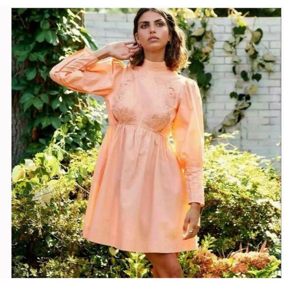 Kate Hudson Happy X Nature star dress in peach Boho style key hole back size XS - Picture 1 of 12